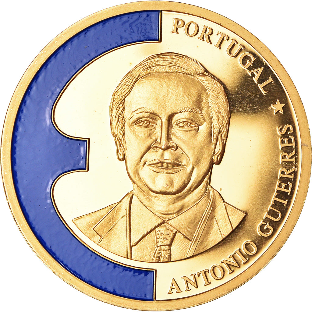 Frankrijk, Medaille, Europe, Antonio Guterres, Politics, UNC, Copper Gilt