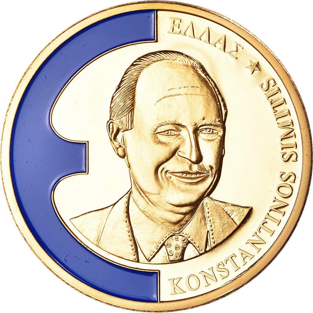 França, Medal, Europe, Konstantinos Simitis, Politics, MS(64), Cobre Dourado