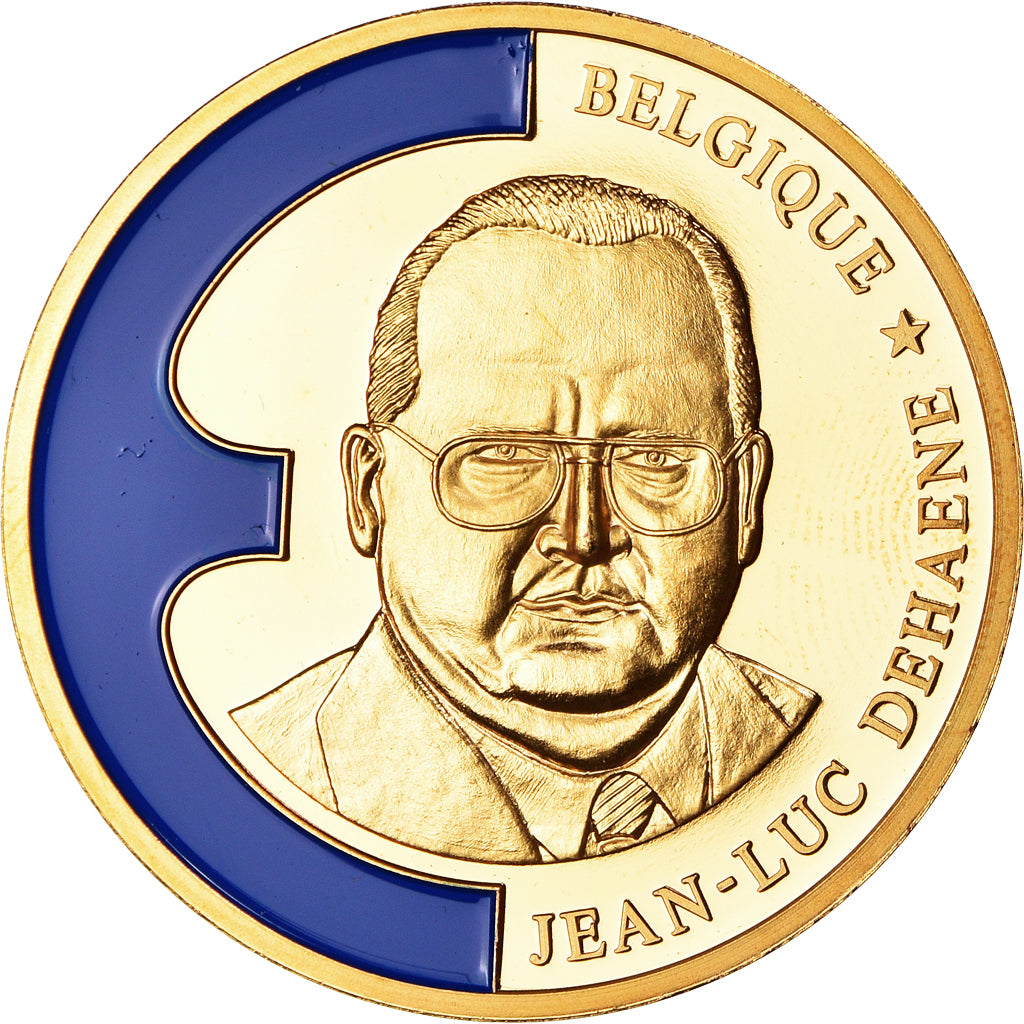 França, Medal, Europe, Jean-Luc Dehaene, Politics, 1998, MS(64), Cobre Dourado