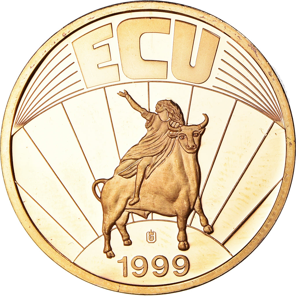 France, Medal, Ecu Europa, Politics, 1999, MS(64), Copper Gilt