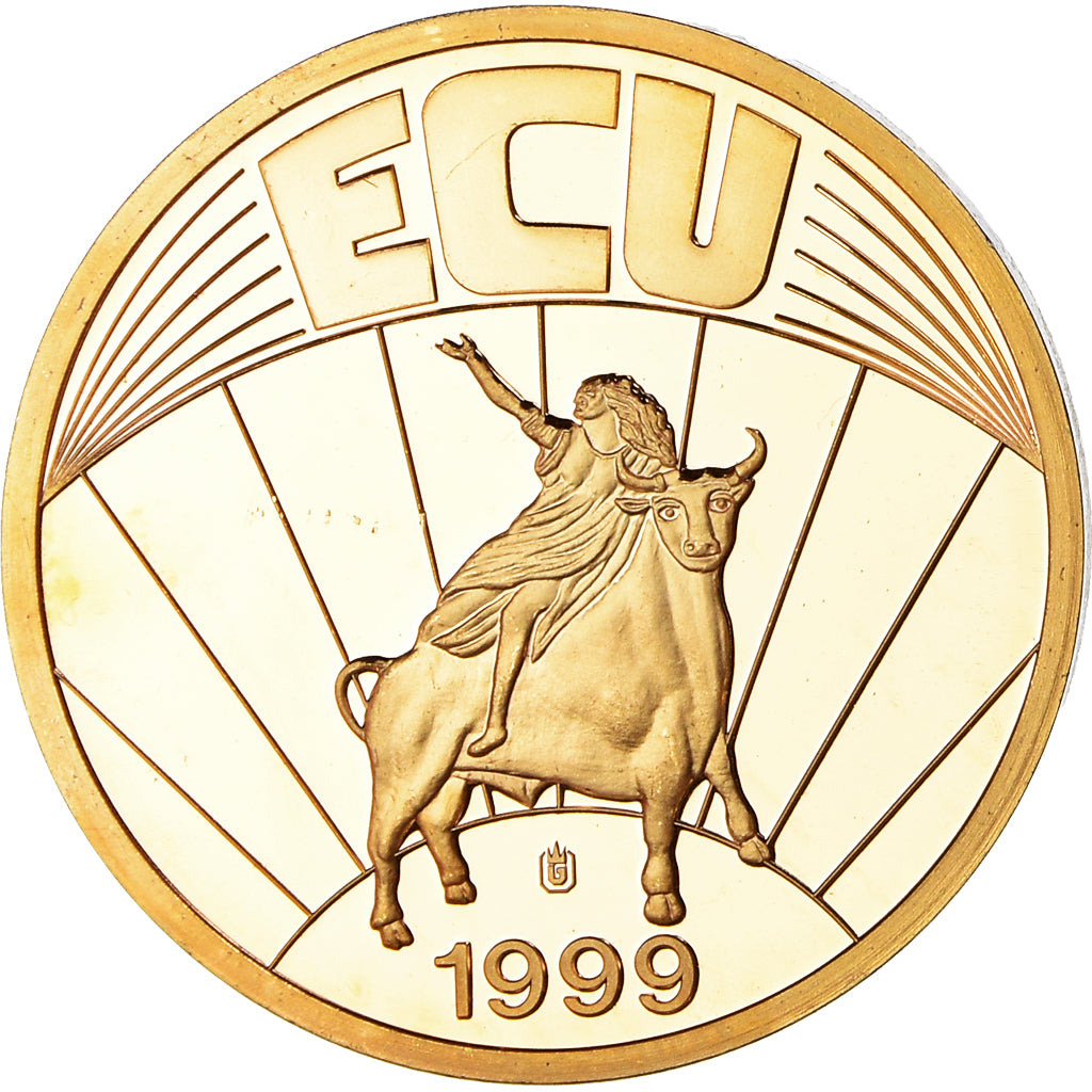 France, Medal, Ecu Europa, Politics, 1999, MS(64), Copper Gilt