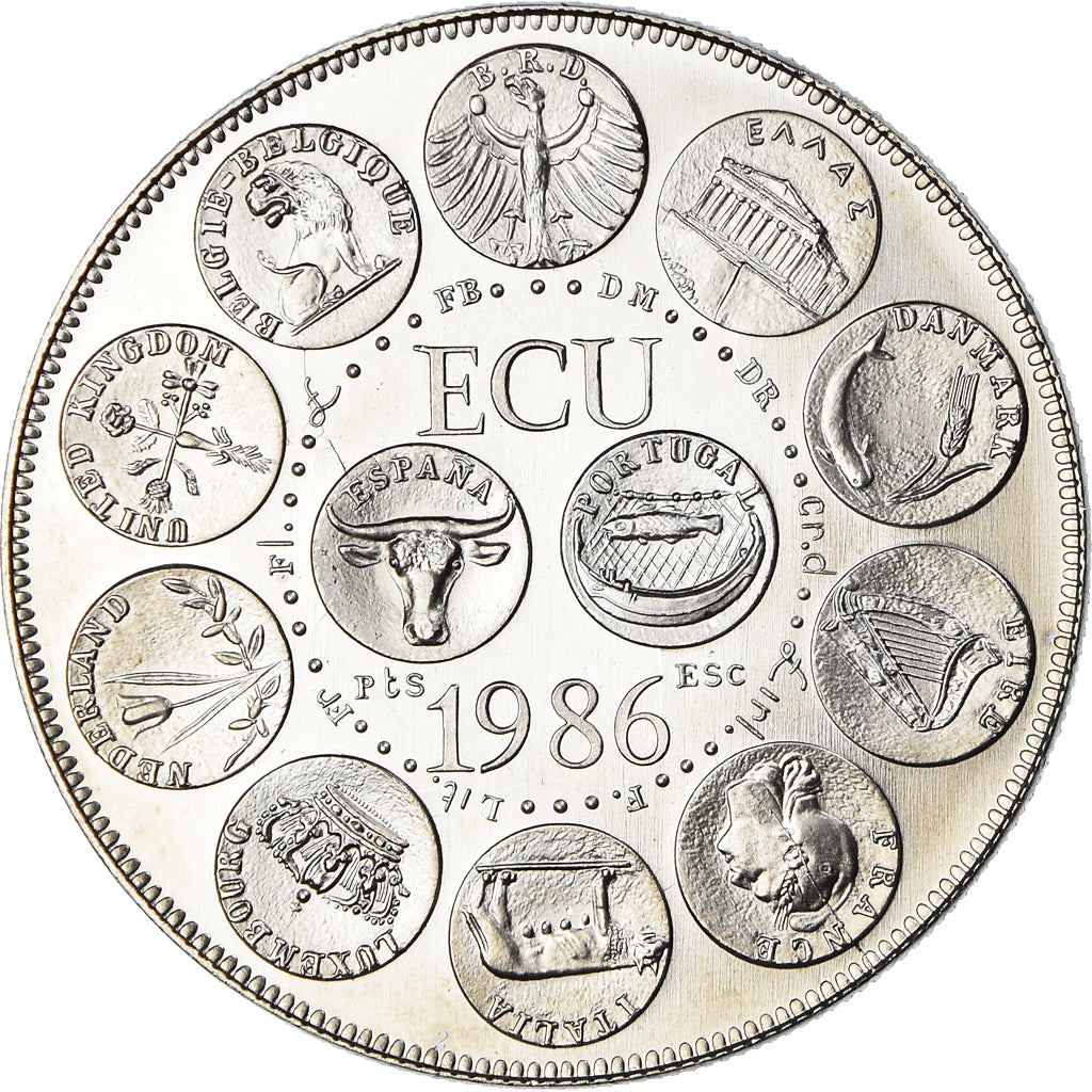 França, Medal, Ecu Europa, Marianne, Politics, 1986, Rodier, MS(65-70)