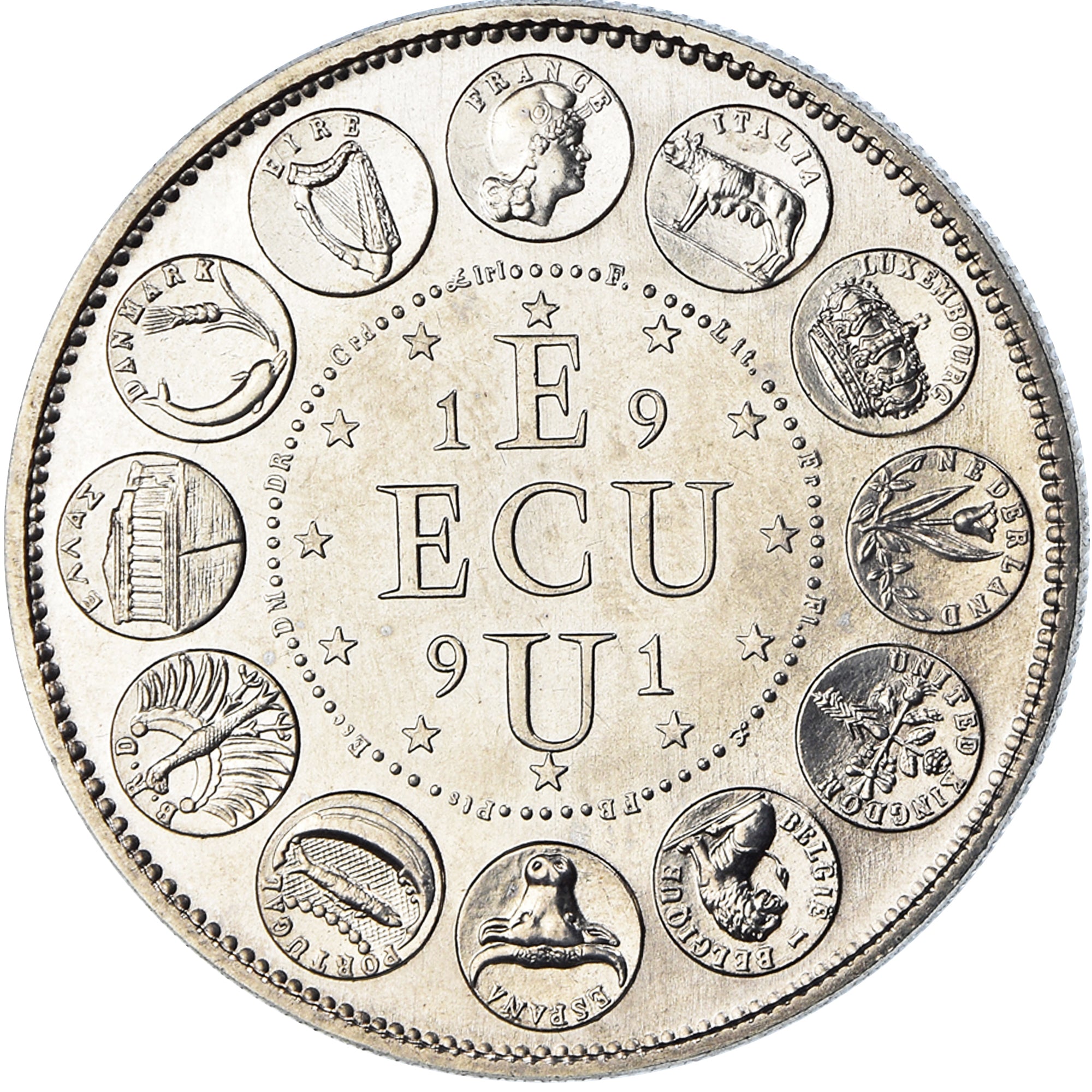 Frankrijk, Medaille, Ecu Europa, Marianne, Politics, 1991, Rodier, FDC