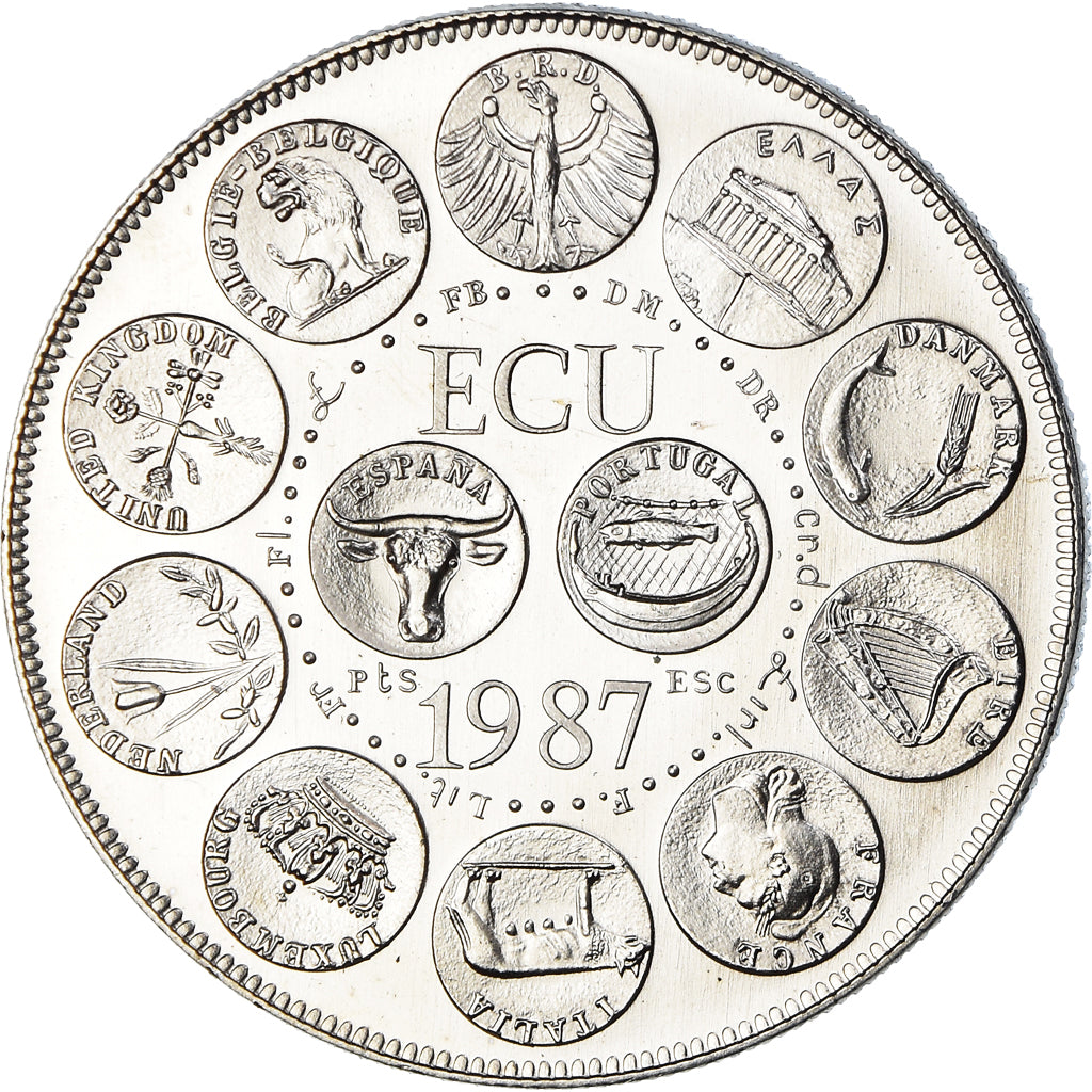 França, Medal, Ecu Europa, Marianne, Politics, 1987, Rodier, MS(65-70)