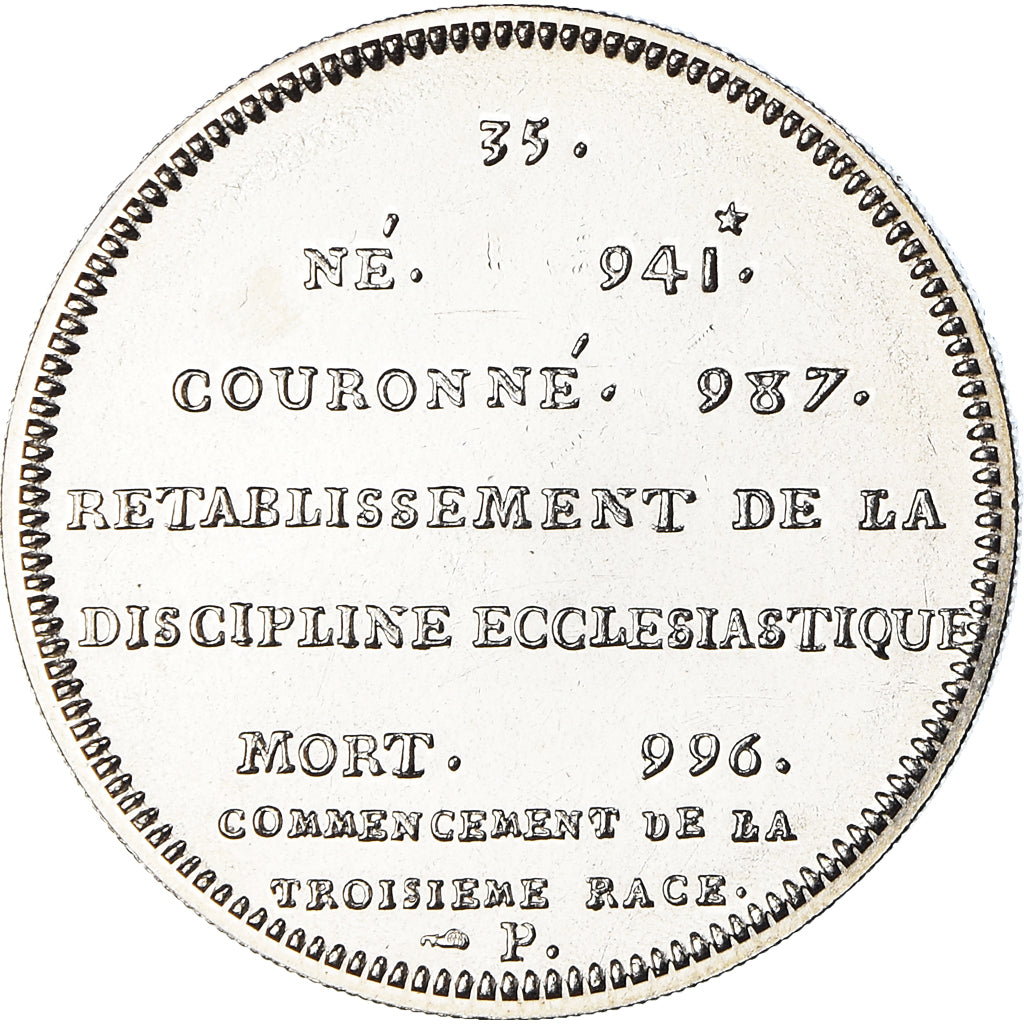 France, Medal, Les Rois de France, Hugues Capet, History, MS(65-70), Nickel