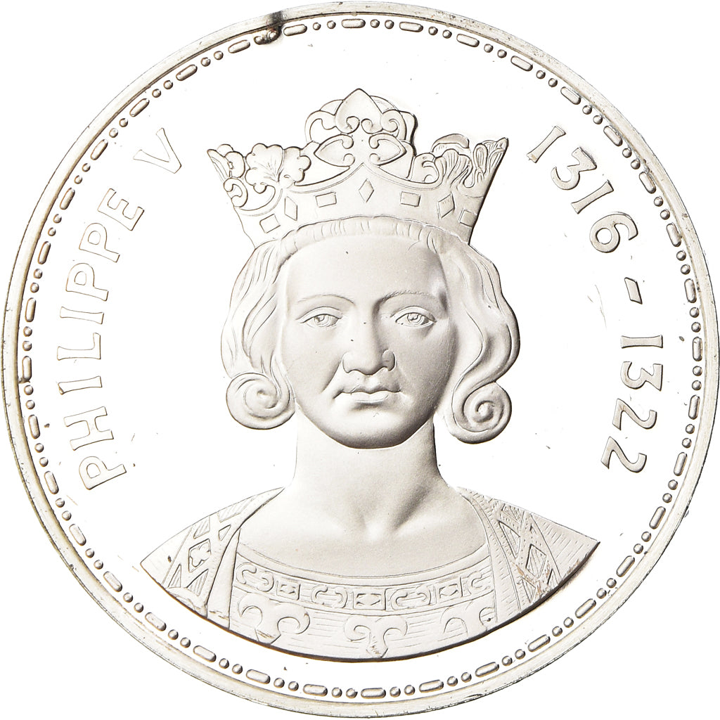 France, Medal, Les Rois de France, Philippe V, History, MS(65-70), Silver