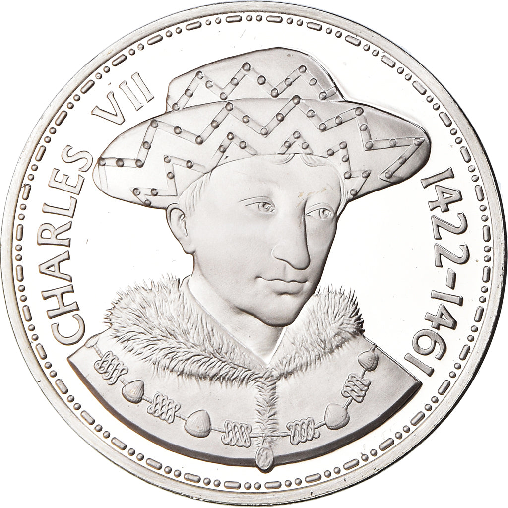 France, Medal, Les Rois de France, Charles VII, History, MS(65-70), Silver
