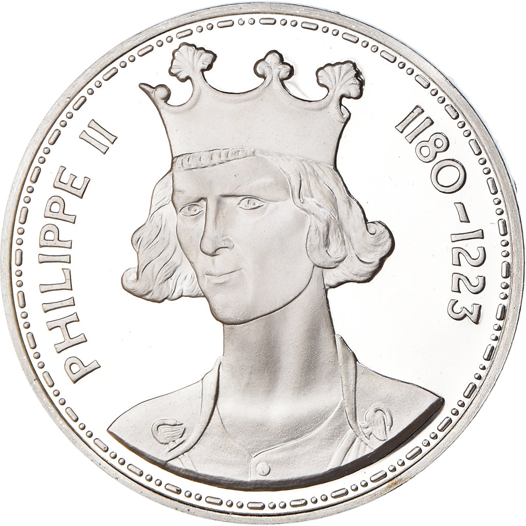France, Medal, Les Rois de France, Philippe II, History, MS(65-70), Silver