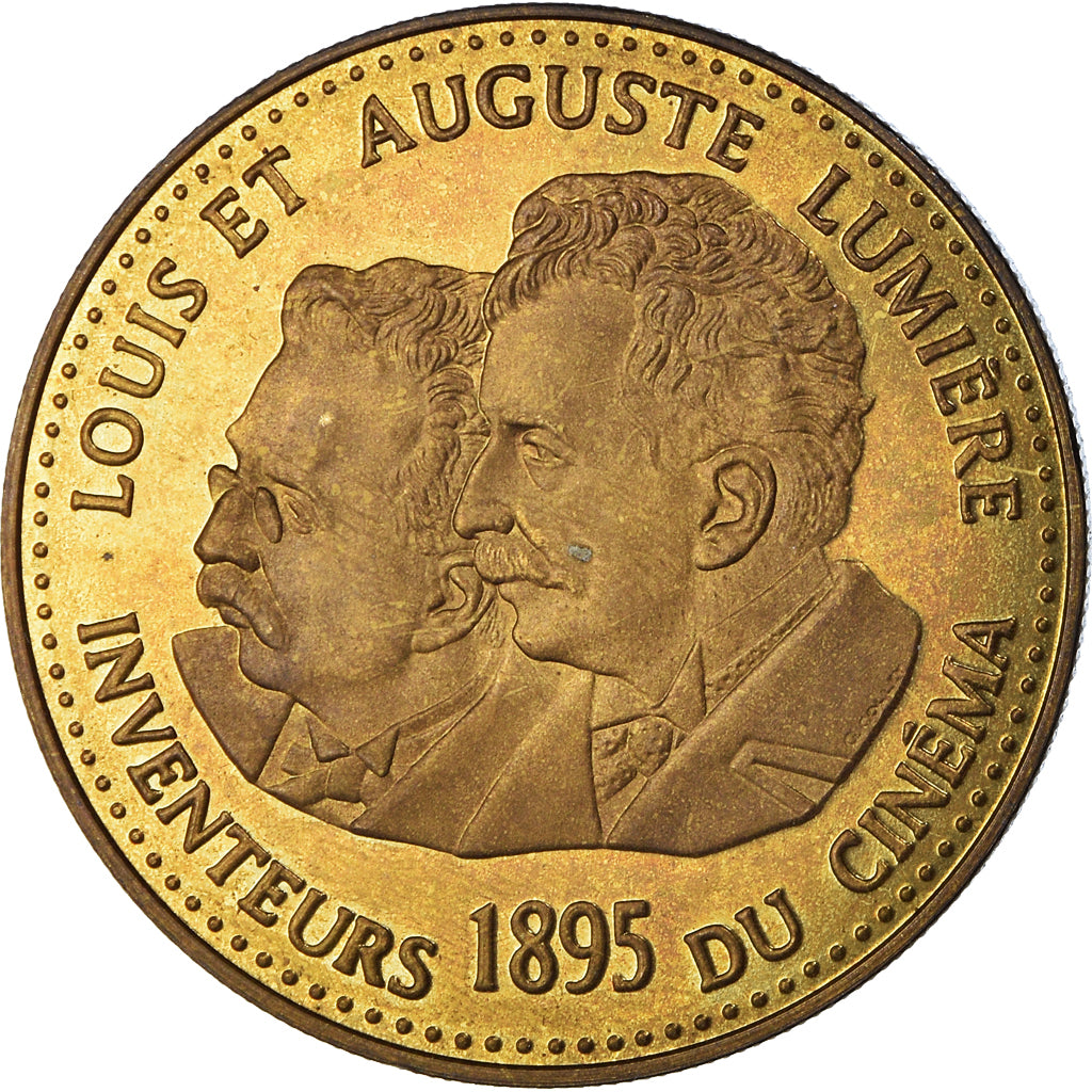 France, Medal, Centenaire du Cinéma, Frères Lumière, 1995, AU(55-58), Gilt