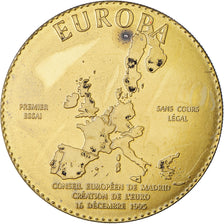 France, Medal, Essai 1 euro, 1995, AU(55-58), Copper-Nickel Gilt