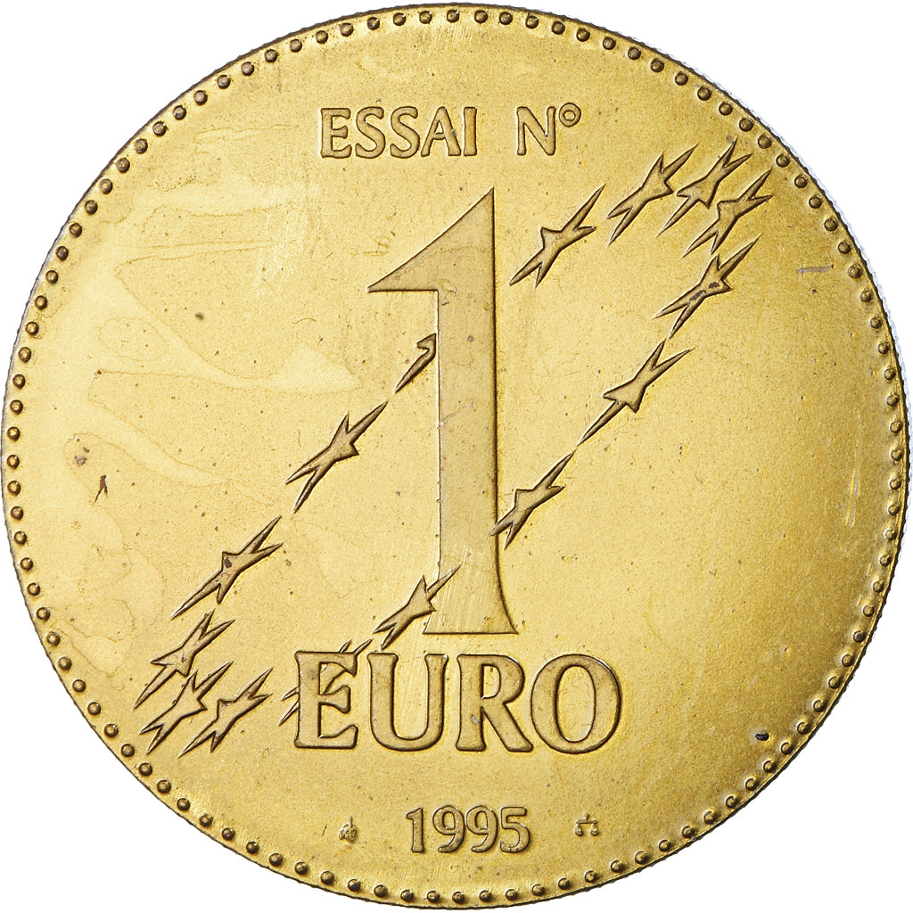 France, Medal, Essai 1 euro, 1995, AU(55-58), Copper-Nickel Gilt