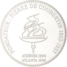 France, Medal, 100ème Anniversaire des Jeux Olympiques, P. de Coubertin, 1996