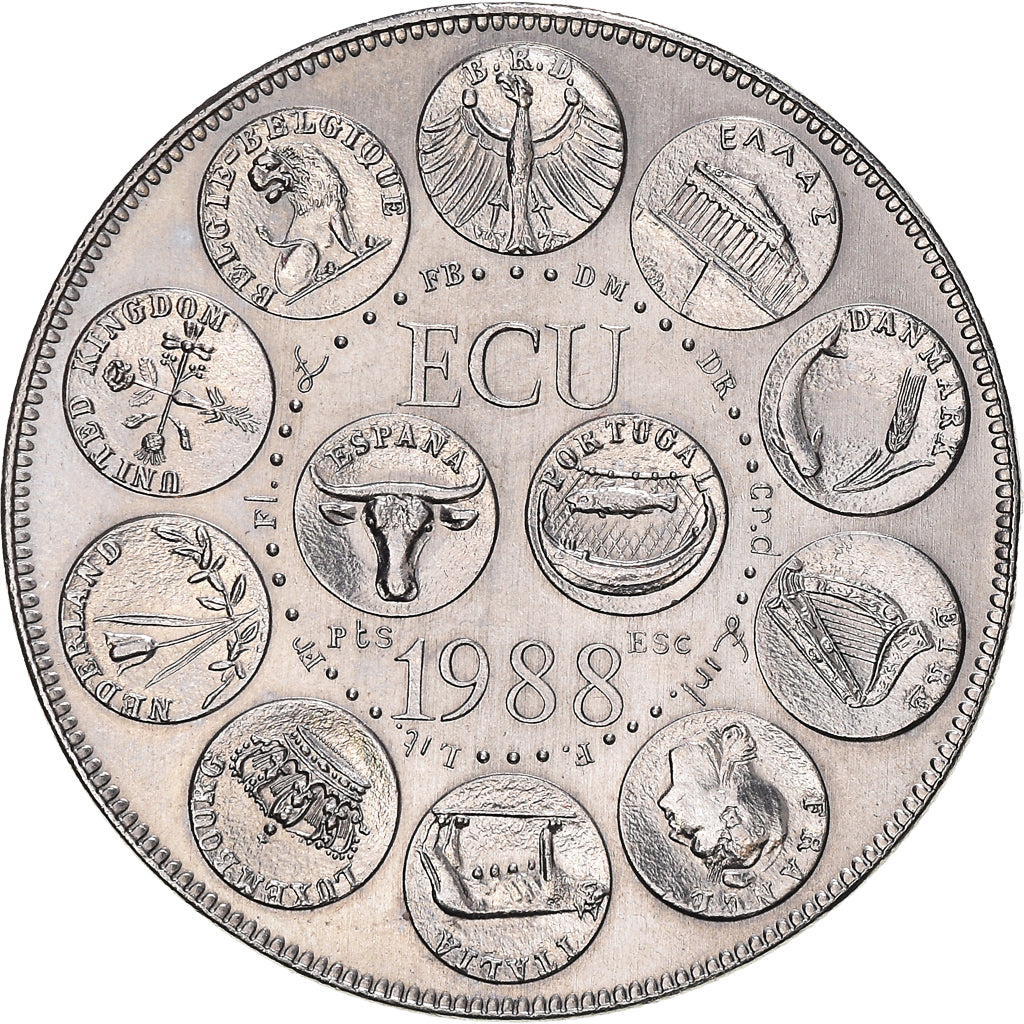 France, Medal, Ecu Europa, Marianne, Politics, 1988, MS(63), Copper-nickel