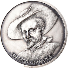França, medalha, UNESCO, Rubens, Artes e Cultura, 1977, Santucci, MS(63), Prata