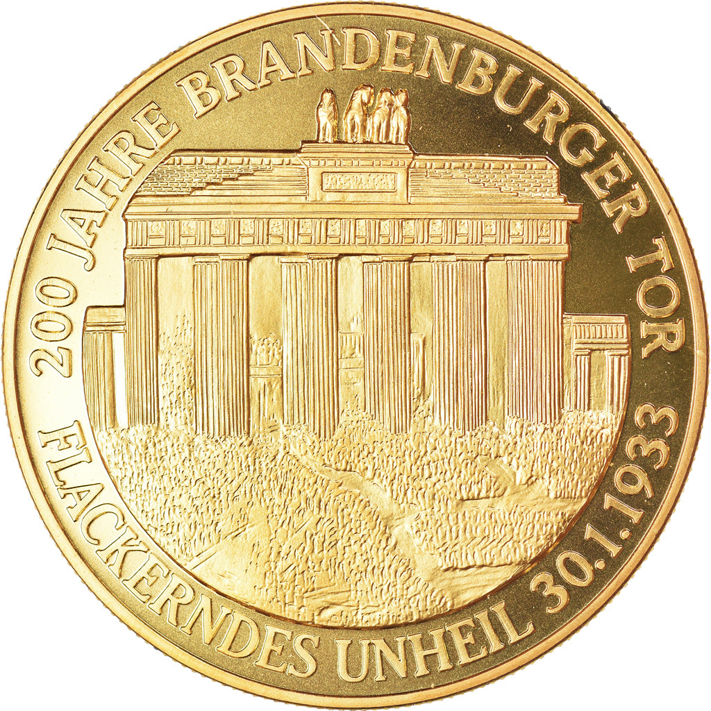 Germany, Medal, 200 Jahre Brandenburger Tor, Flackerndes Unheil, History, 1991