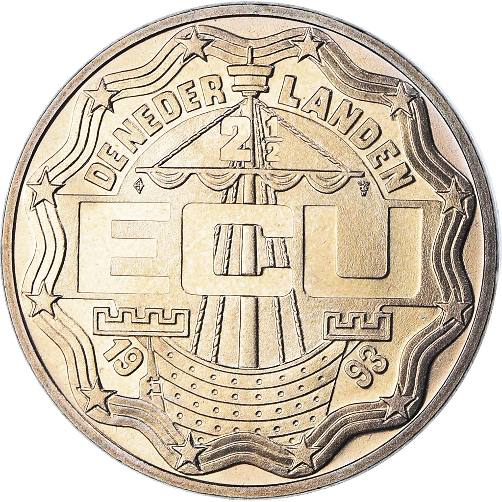 Nederland, 2 1/2 Ecu, Leeghwater, 1993, FDC, Cupro-nikkel