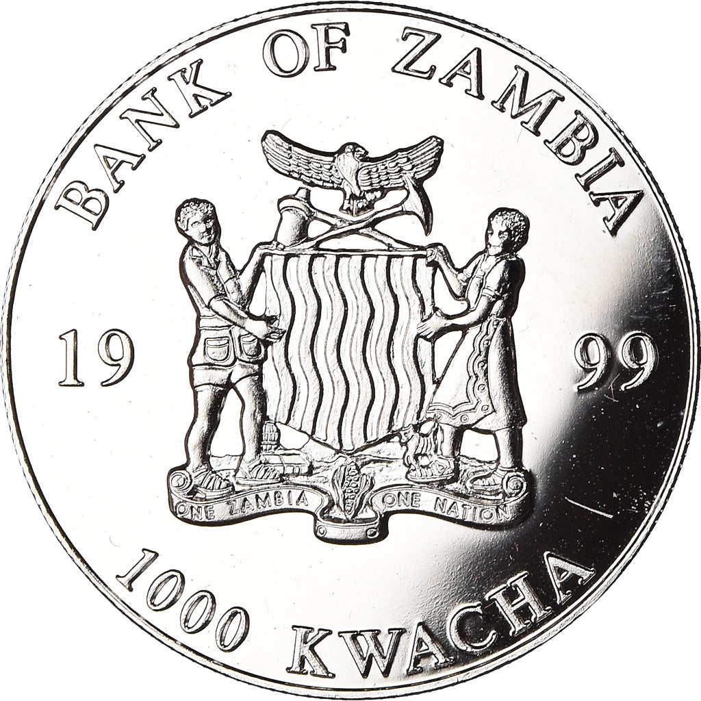 Moeda, Zâmbia, The Founders of Europe, 1000 Kwacha, 1999, MS(64), Silver plated