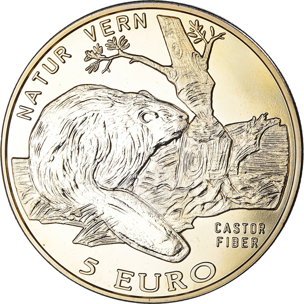 Norvegia, 5 Euro, Natur Vern, Castor, 1997, Proof, FDC, Rame-nichel