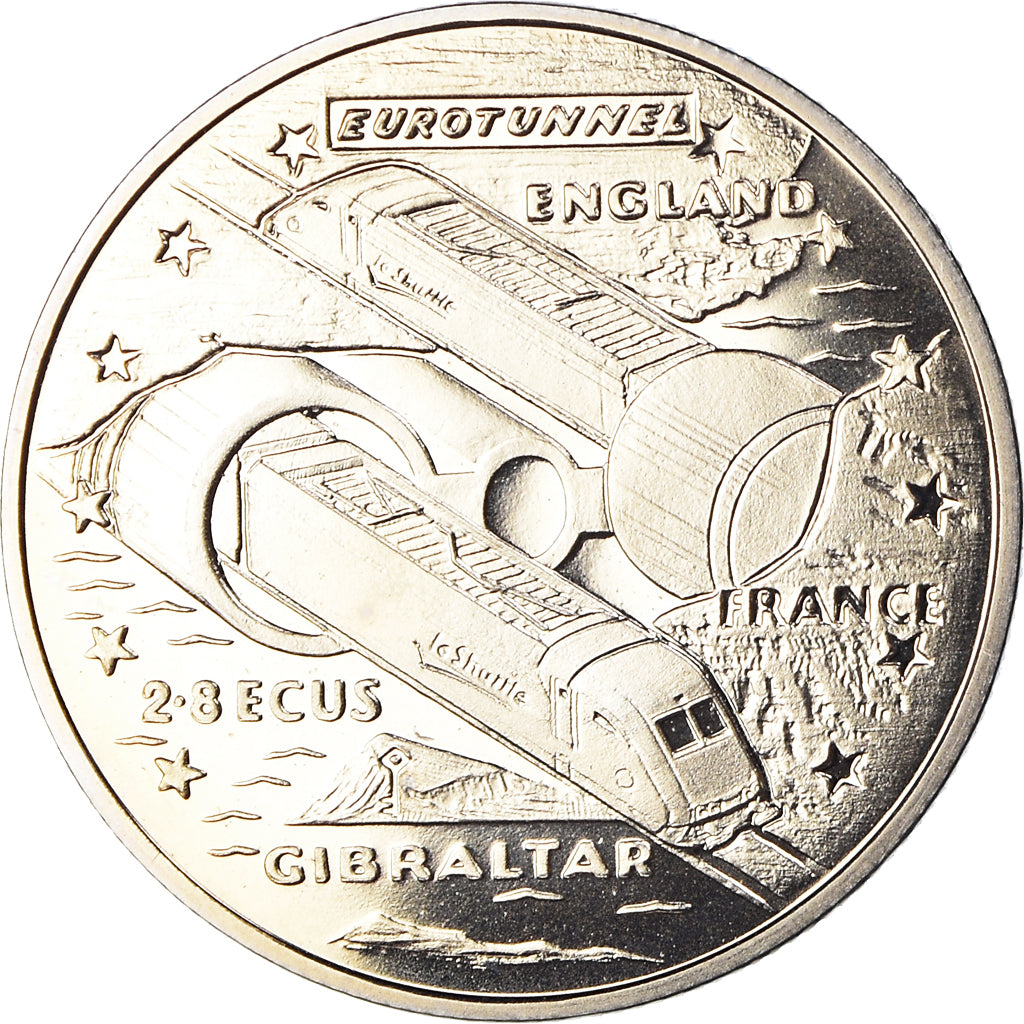 Monnaie, Gibraltar, Eurotunnel, 2.8 Ecus, 1993, FDC, Cupro-nickel