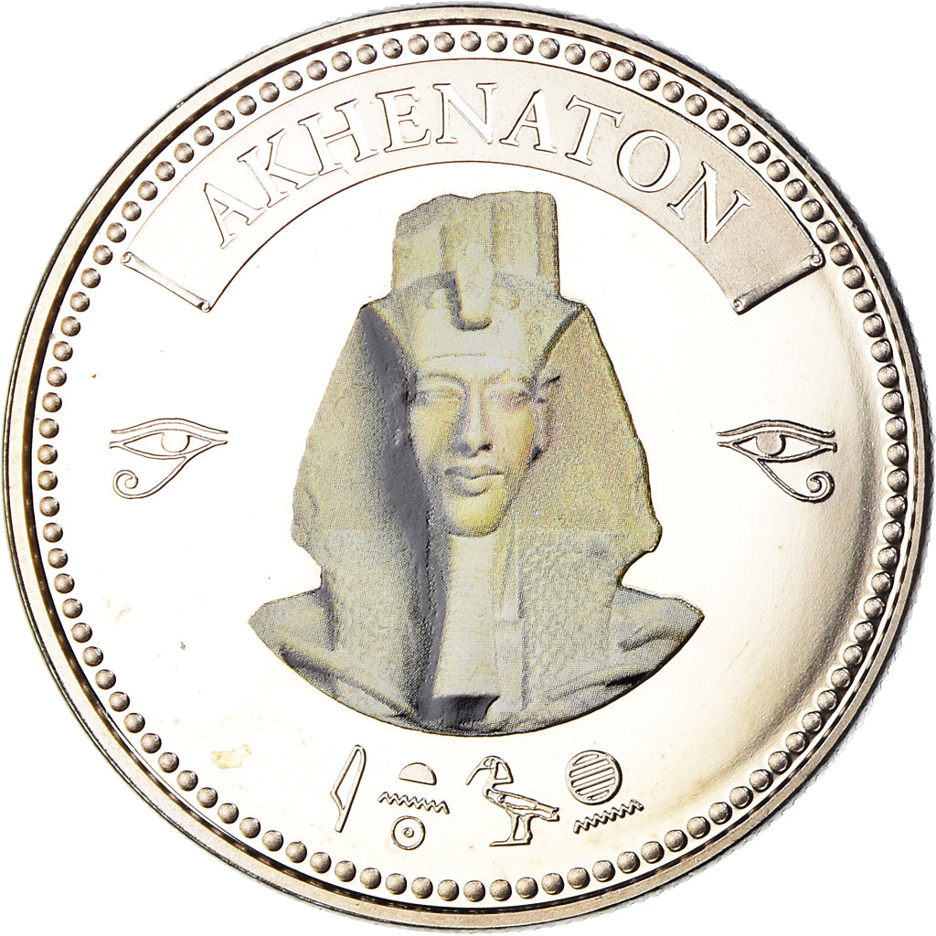 Egipt, medal, Trésors d'Egypte, Akhenaton, Historia, MS(65-70), Miedź-Nikiel