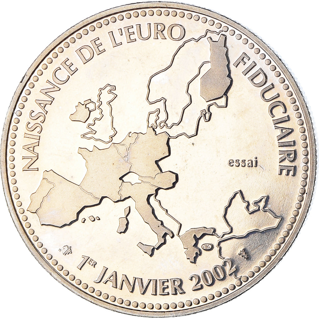 Francia, medalla, Naissance de l'Euro Fiduciaire, Politics, 2002, SC, Cobre -