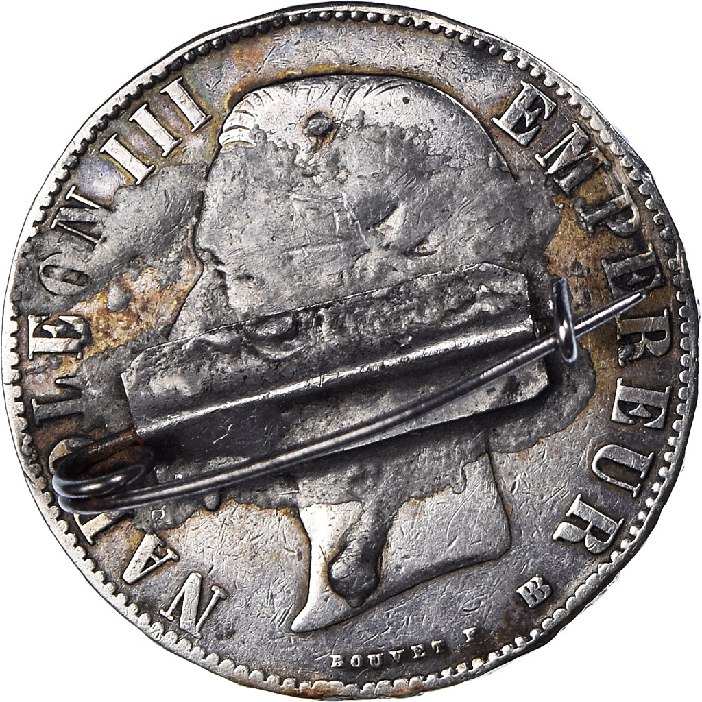 France, Broche, 5 Francs Napoléon III, Strasbourg, 1855, VF(20-25), Silver
