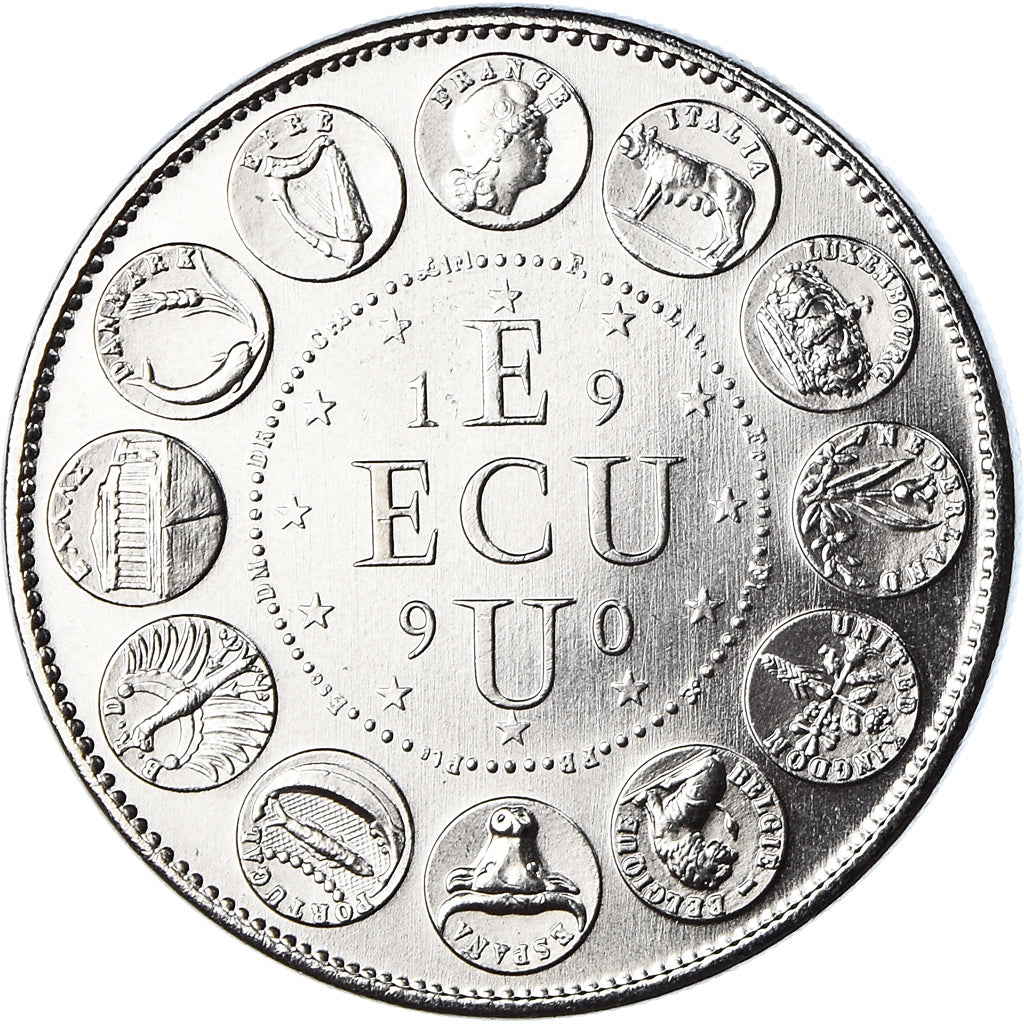 Frankrijk, Medaille, Ecu Europa, Marianne, Politics, 1990, FDC, Cupro-nikkel
