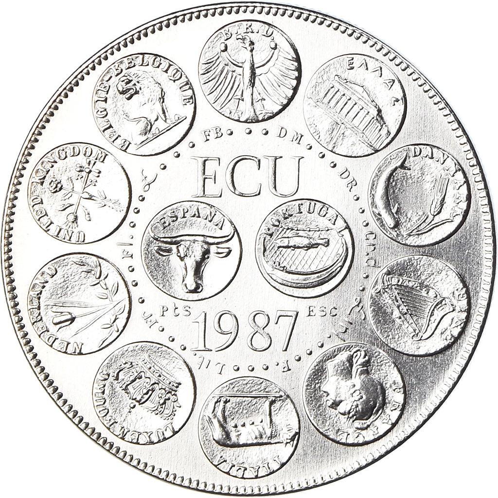 France, Medal, Ecu Europa, Marianne, Politics, 1987, MS(65-70), Copper-nickel