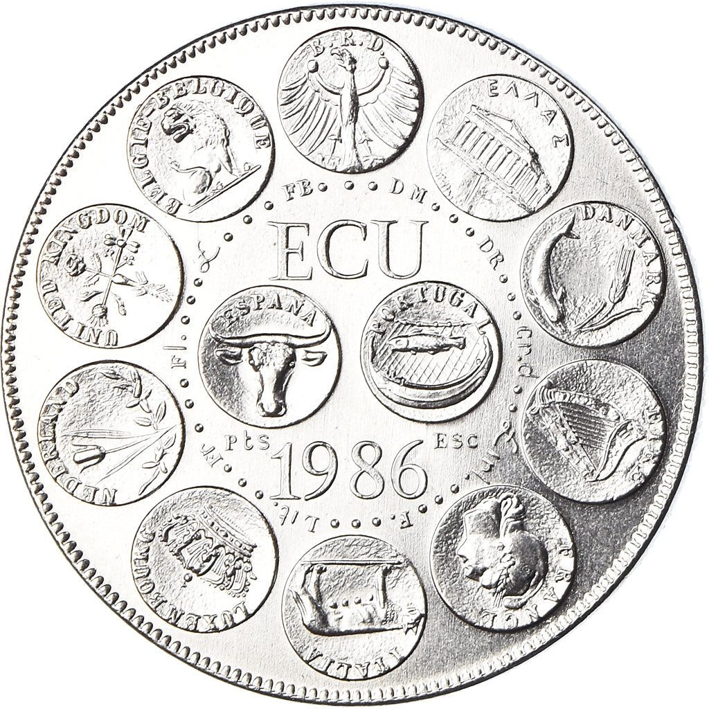 Frankrijk, Medaille, Ecu Europa, Marianne, Politics, 1986, FDC, Cupro-nikkel