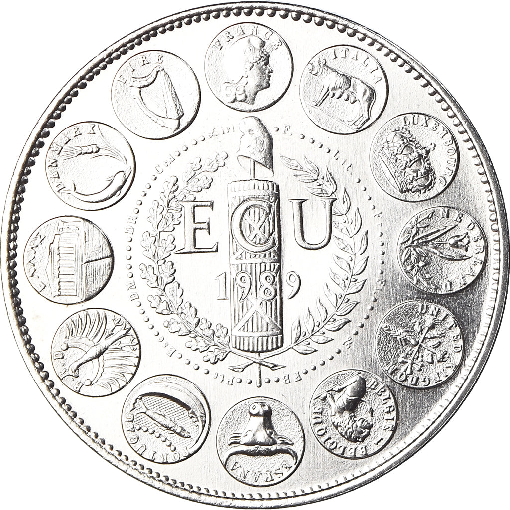 France, Medal, Ecu Europa, Marianne, Politics, 1989, MS(65-70), Copper-nickel