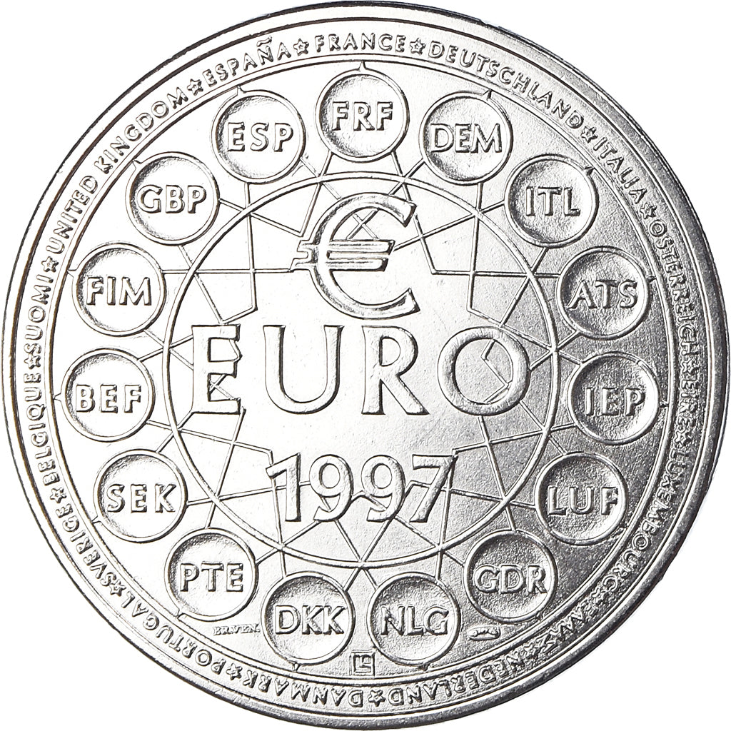 France, Medal, Ecu Europa, Politics, 1997, MS(65-70), Copper-nickel