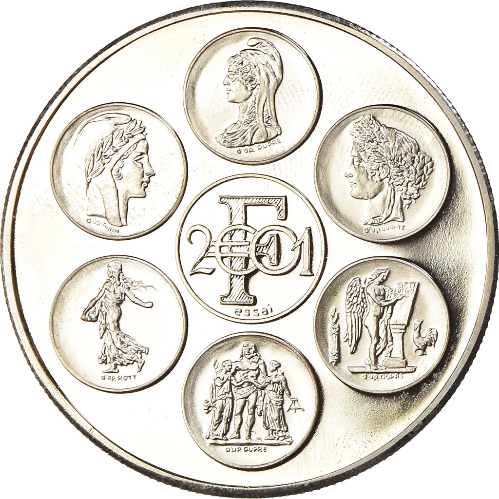 Frankreich, Medaille, Coq, Fin du Cours Légal du Franc, Politics, 2001, STGL