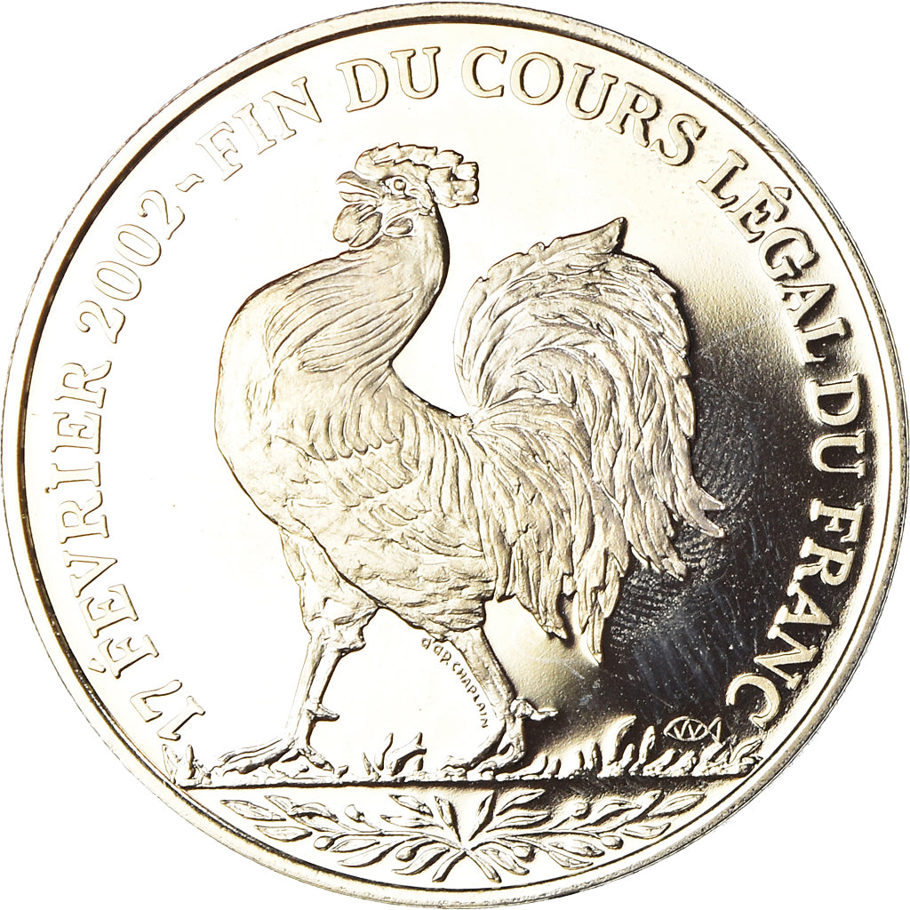 Frankreich, Medaille, Coq, Fin du Cours Légal du Franc, Politics, 2001, STGL