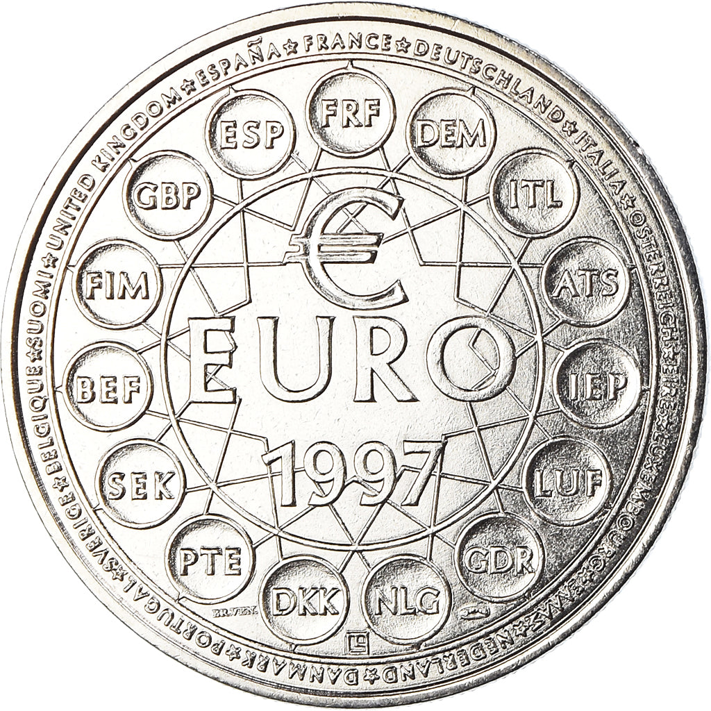 França, medalha, Ecu Europa, Politics, 1997, MS(65-70), Cobre-níquel