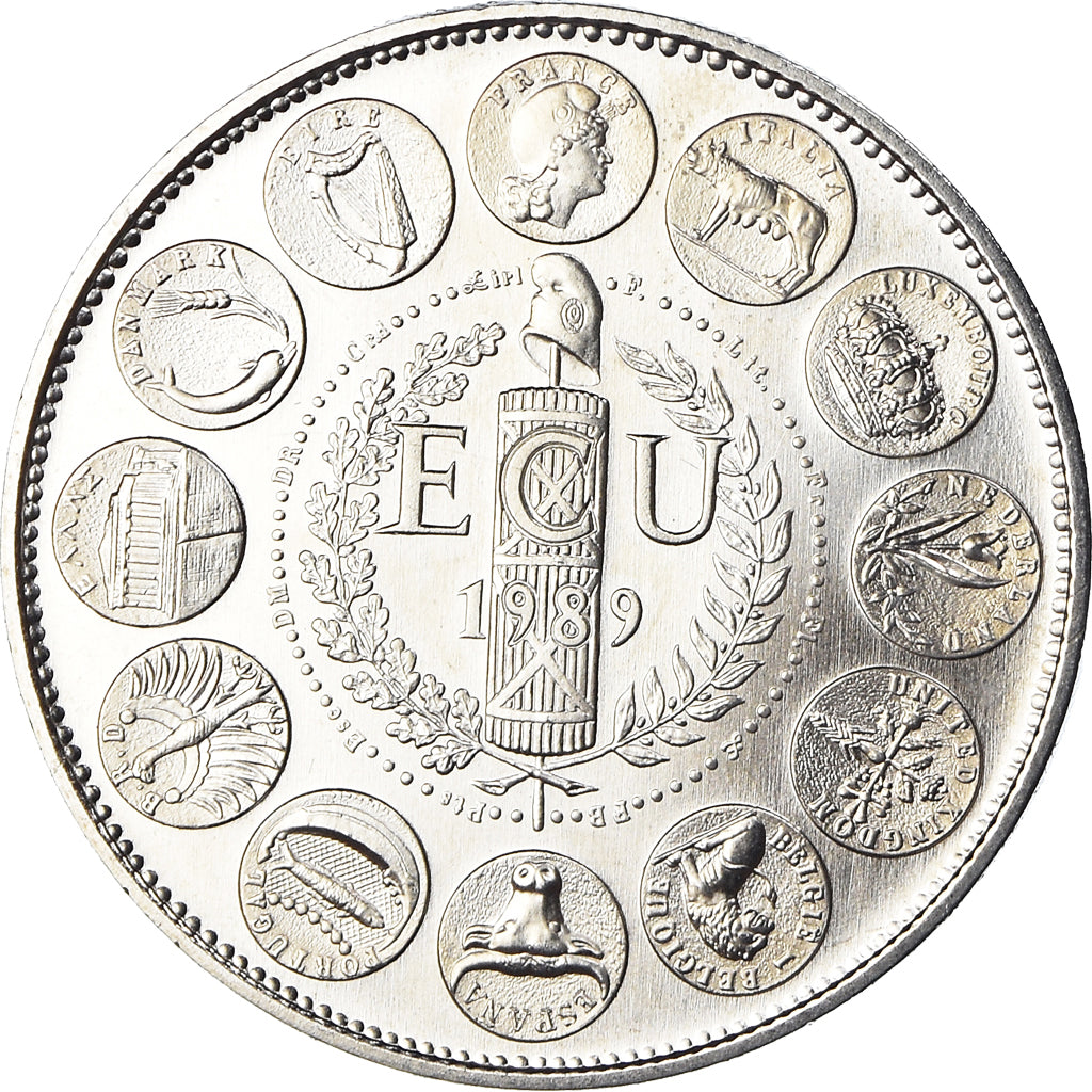France, Medal, Ecu Europa, Marianne, Politics, 1989, MS(65-70), Copper-nickel