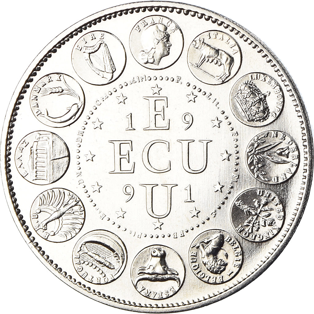 Frankreich, Medaille, Ecu Europa, Marianne, Politics, 1991, STGL, Kupfer-Nickel