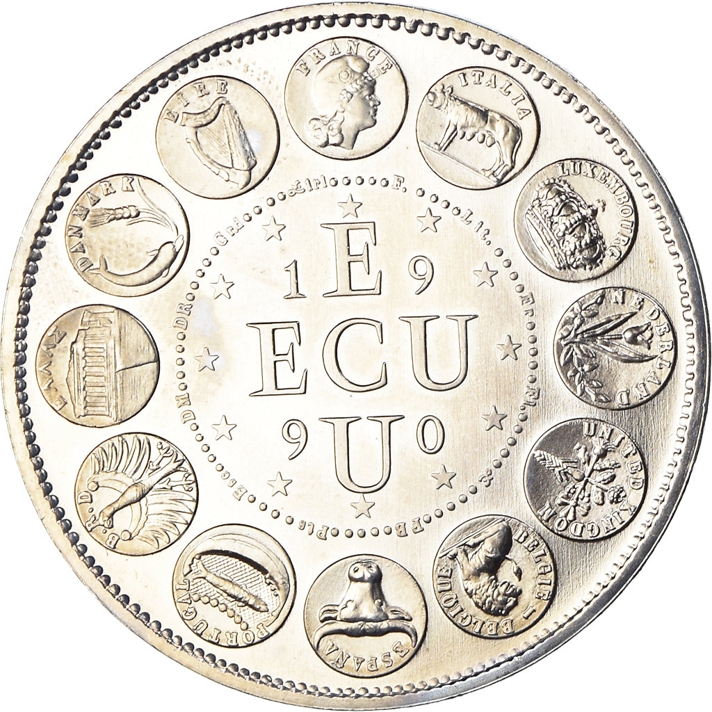 Frankrijk, Medaille, Ecu Europa, Marianne, Politics, 1990, FDC, Cupro-nikkel