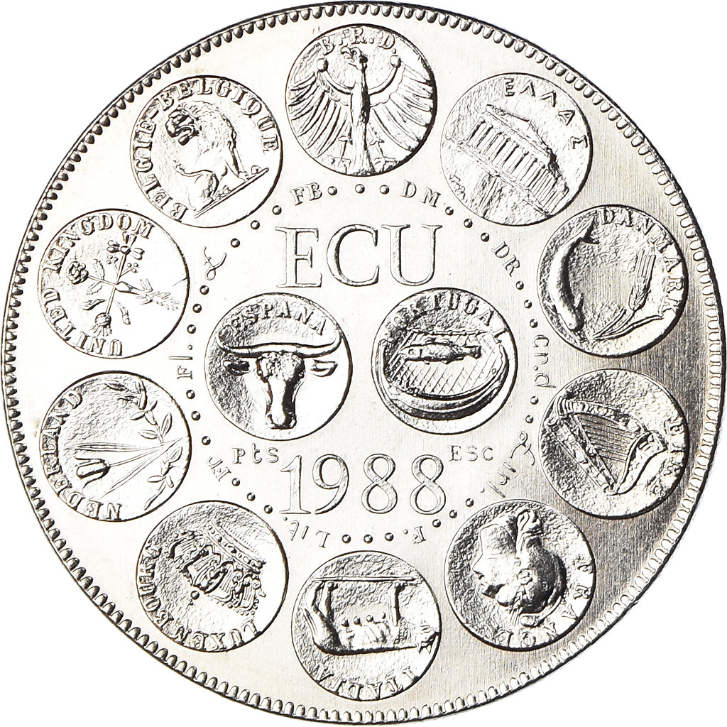 Francja, medal, Ecu Europa, Marianne, Politics, 1988, MS(65-70), Miedź-Nikiel