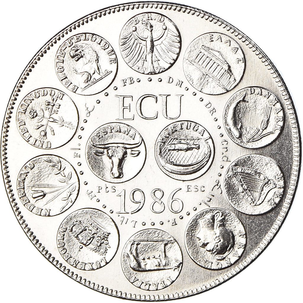 Frankrijk, Medaille, Ecu Europa, Marianne, Politics, 1986, Rodier, FDC