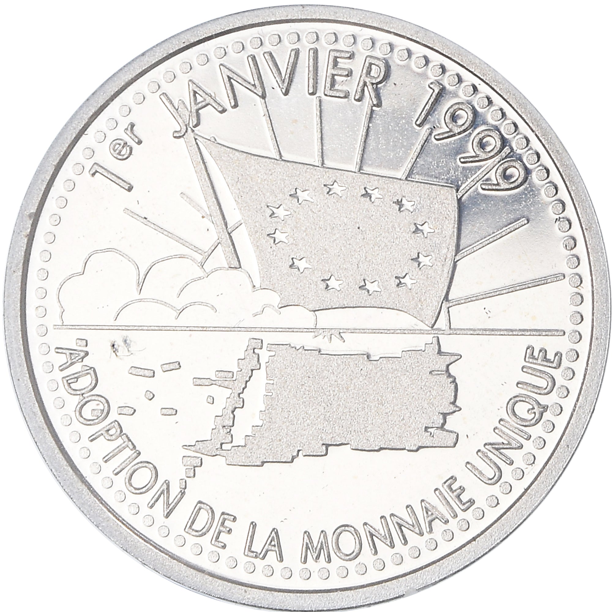 Frankreich, Medaille, 10 Euro Essai, Adoption de la monnaie Unique, 1999, STGL