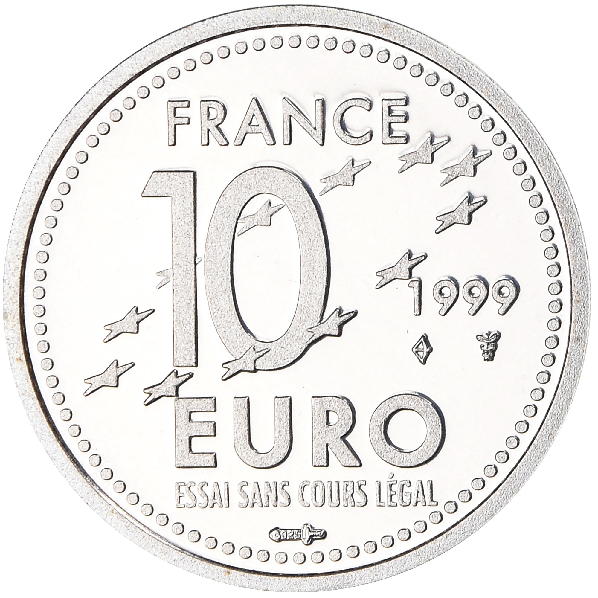Frankreich, Medaille, 10 Euro Essai, Adoption de la monnaie Unique, 1999, STGL