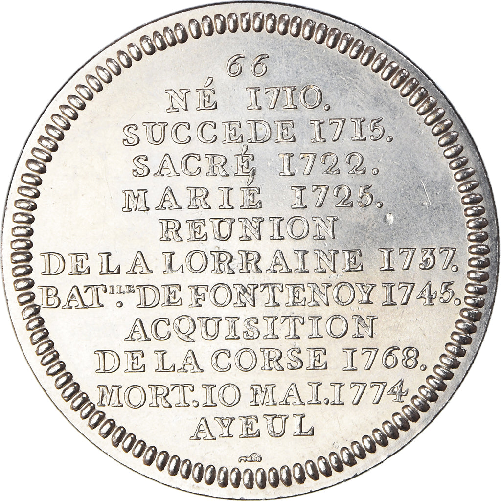 França, medalha, Roi de France, Louis XV, História, Piéfort, MS(65-70)