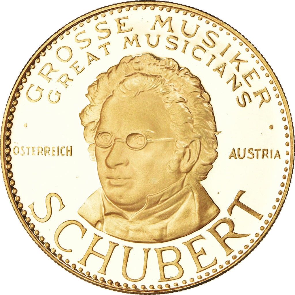 Frankreich, Medaille, Musique, Franz Schubert, 1991, Proof, STGL, Vermeil