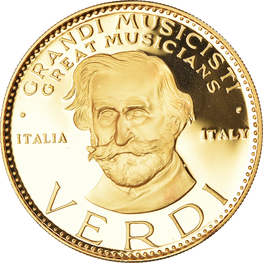 Francia, medaglia, Giuseppe Verdi, Musique, 1991, Proof, FDC, Vermeil