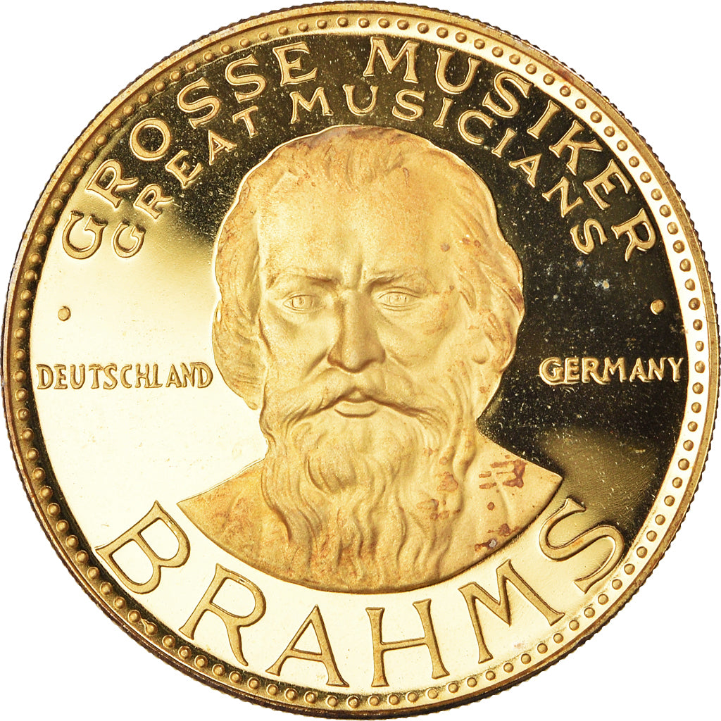 France, Medal, Brahms, Musique, 1991, Proof, MS(65-70), Vermeil