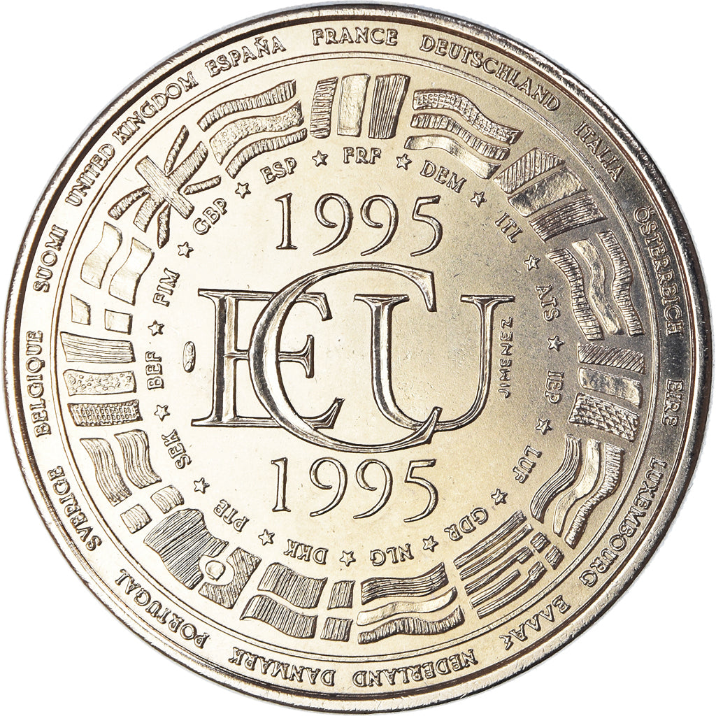 França, medalha, Ecu Europa, Politics, 1995, MDP, MS(65-70), Cobre-níquel