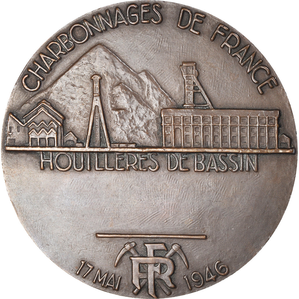 France, Medal, Mines, Charbonnages de France, 1946, Delannoy, MS(60-62), Bronze
