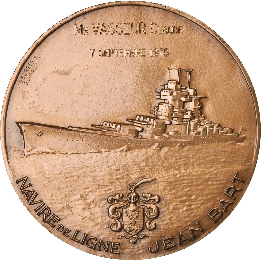 Frankreich, Medaille, Chevalier Jean Bart, Navire de Ligne, Shipping, 1975