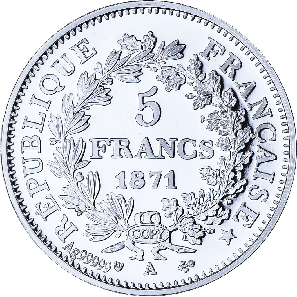 France, Medal, Reproduction, 5 Francs Hercule 1871, MS(65-70), Silver