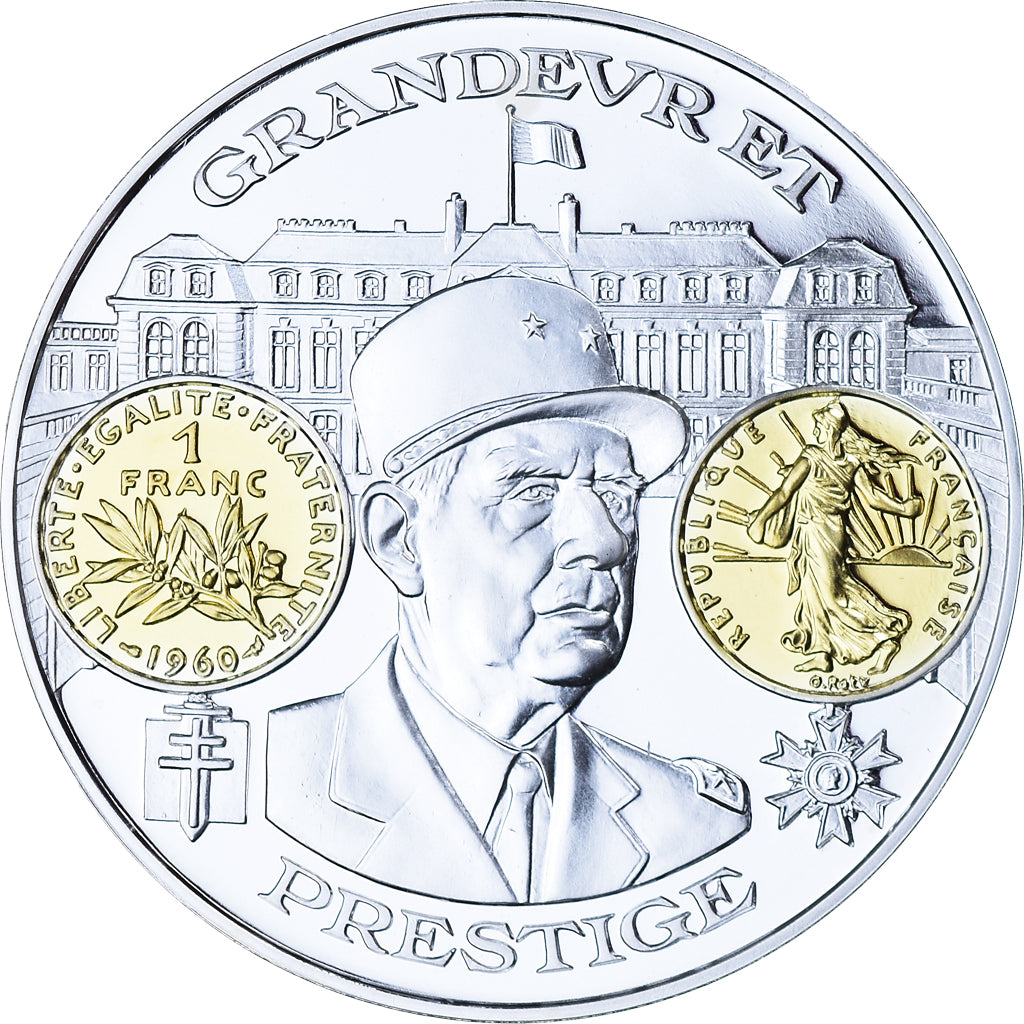 France, Medal, 2000 Ans d'Histoire Monétaire, Franc Semeuse, MS(65-70), Silver